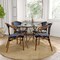 Merrick Lane Sacha Set of Four Stacking Thonet Bistro Style Chair with Arms, PE Rattan Seat, and Bamboo Metal Frame for Indoor/Outdoor Use